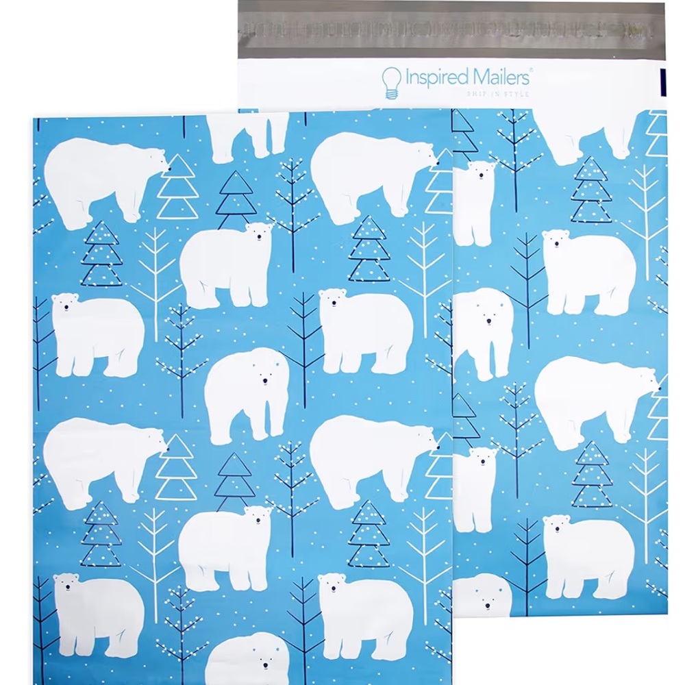 Blue White Polar Bears 25 Pack 12”x15” Poly Mailers - Picture 2 of 7